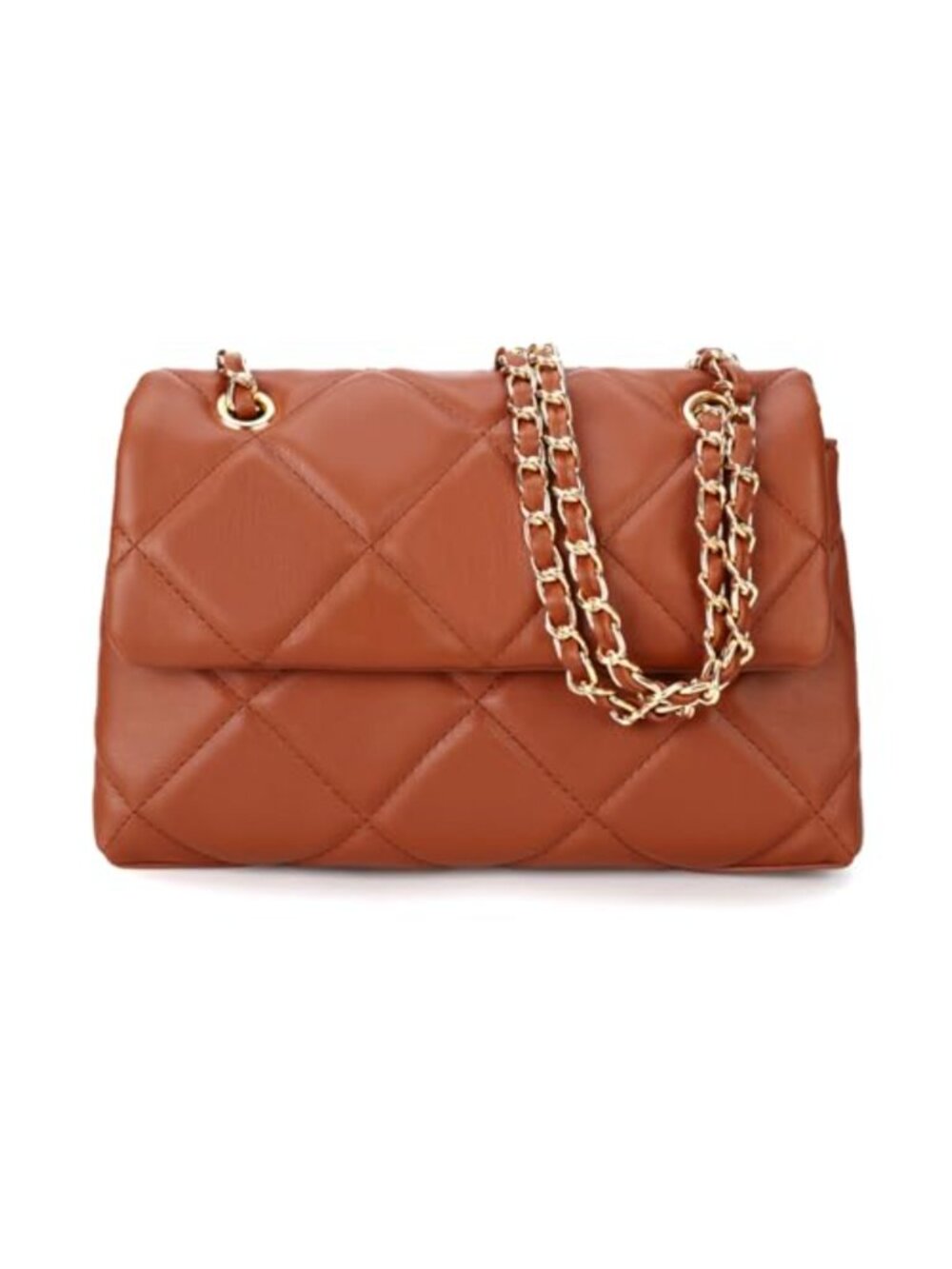 Quilted Crossbody Purse Artificial Leather Small Shoulder Bag with Chain Strap